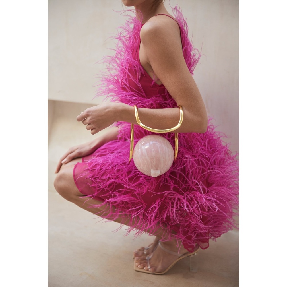 ‼️SOLD‼️NWT CULT GAIA PINK PEARL CLUTCH/ ART - Picture 1 of 5